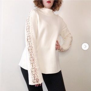 Anthropologie Knitted & Knotted Cream Sweater